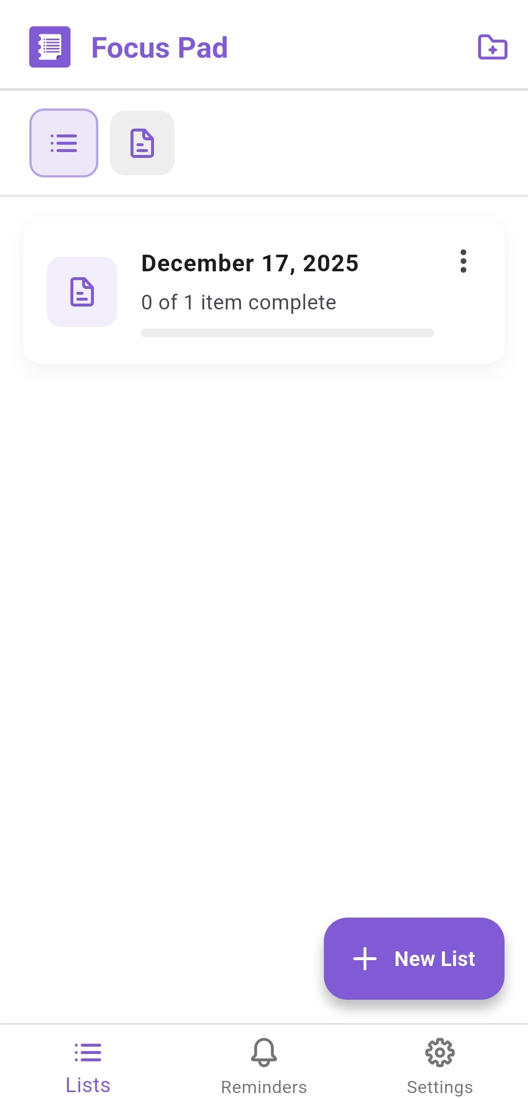 Focus Pad App Screenshot